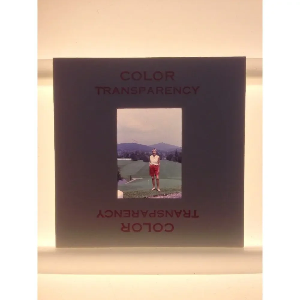 Vintage 1940s Kodachrome Blue Ridge Mountains Golf Woman Photograph Color Slide
